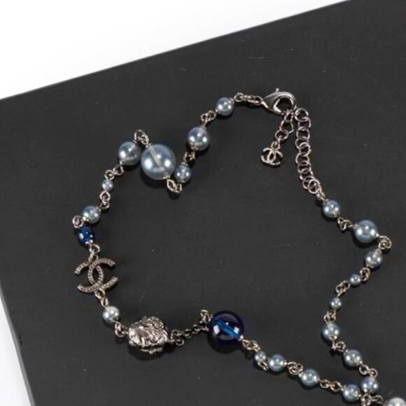 🌟HP💫 Chanel Necklace Blue & Grey, in Chanel Box - Picture 2 of 3